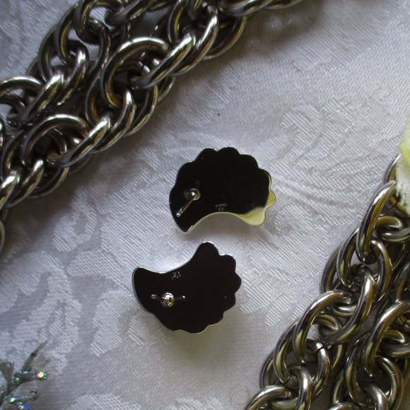 AUTHENTIC GENUINE STERLING SILVER SEA-SHELL PIECERED EARRINGS – NWOT - VINTAGE - Picture 6 of 16